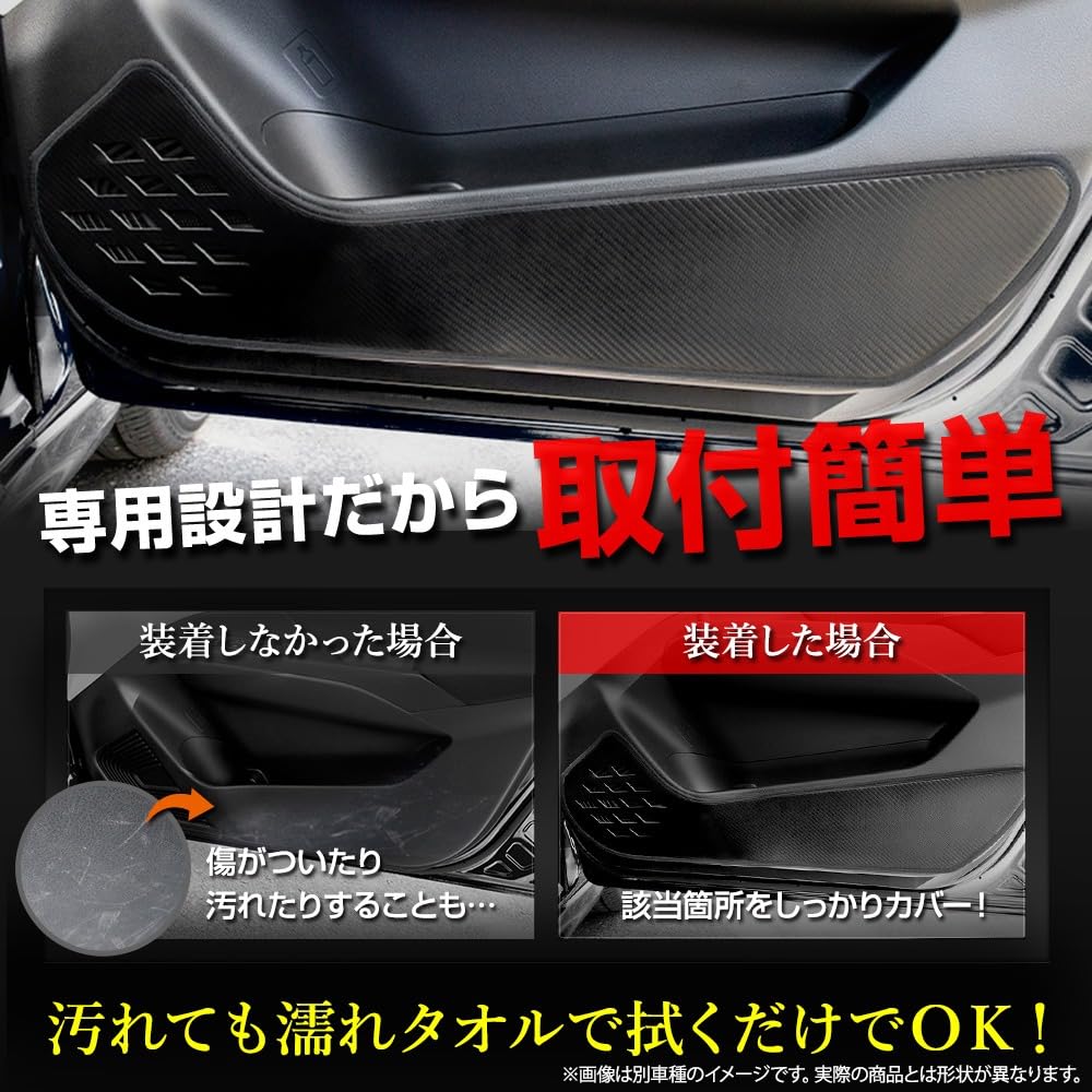 FRONX Dedicated Door Trim Set Kick Sewn In Protective Size S YOURS, Guards, Front, 2-Piece [Leather-Look/Black], Guard, FRONX, Japan, Protector,