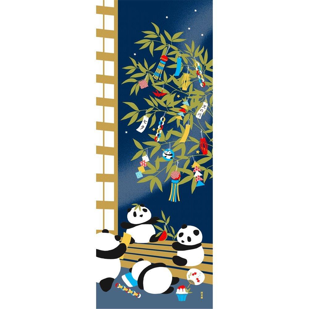 Hamamonyo Illustrated Tenugui Hand Towel Tanabata Panda