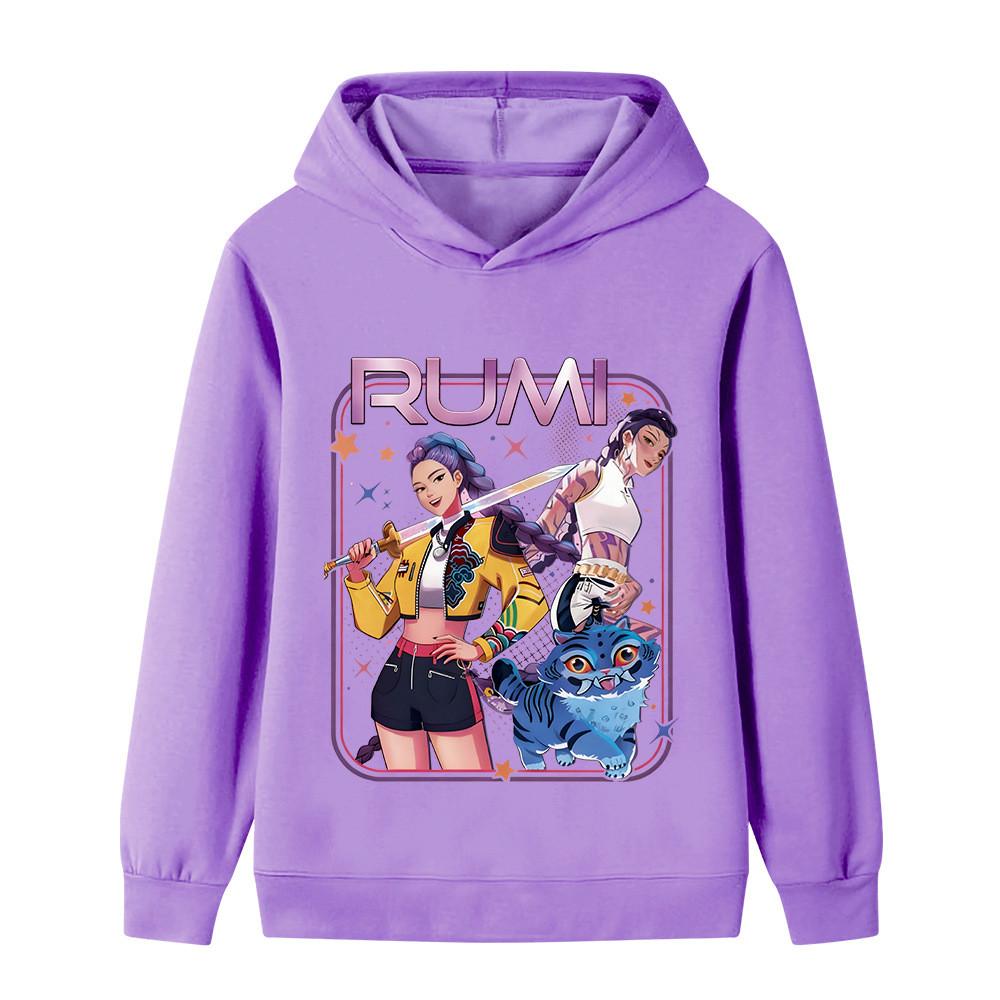 B1249 Kids Boys Girls Kpop Rumi Zoey Mira Print Long Sleeves Hoodie