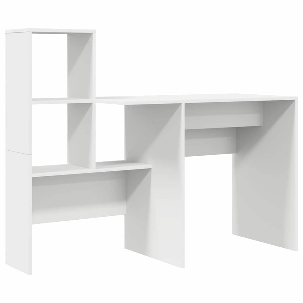White Desk with Shelf 131.5 x 50 x 106.5 cm Engineered Wood