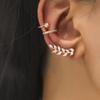 Ohrclips in Weißgold mit Zirkonia-Blättern für Damen und Herren, kreativer, schlichter Ohrclip ohne Piercing, trendiger Schmuck