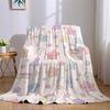 Pastel Star Rainbow Flannel Blanket Warm Soft Halloween Christmas Couch Warm Cozy Decorative Decor Gift for All Season