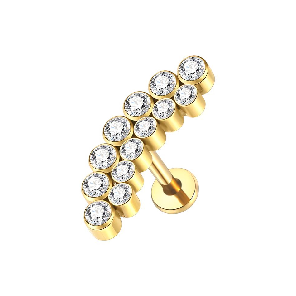 1PC Titanium Zircon Labret Piercings Lip Rings Gold Color CZ Cartilage Helix Lobe Conch Earring Stud Piercings Women Jewelry 16G