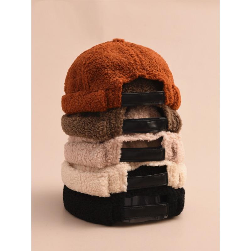 Hat Men's Winter Vintage Lamb Plush Hip Hop Landlord Hat Korean Versatile Gua Skin Hat Simple and Fashionable Beret Hat Women's Fashion