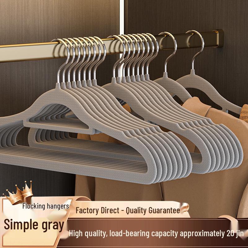Semi-Circular Non-Slip Flocked Hanger: Traceless, No Shoulder Bumps, Shed-Free, Ideal for Home and Dorm Drying.