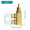 Xiatiaosann RCA Splitter RCA Male To 2 RCA Female Audio for Stereo Audio Phono Right Angle Jack for DVD Amplifier Speakers Car Set of 2 2-Way Adapter,