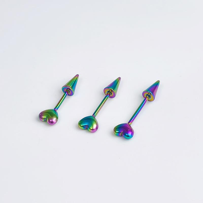 3Pcs Stainless Steel Heart Spike Earrings Tragus Helix Bar Lip Bar Rings Stud Cartilage Ear Piercings Body Jewelry