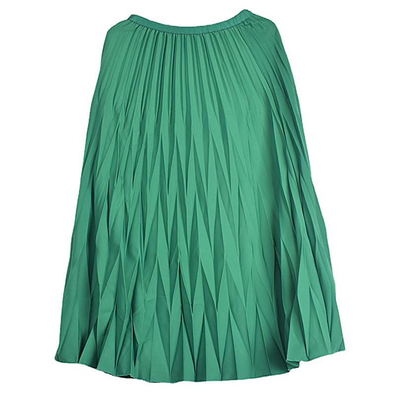 

XITAO Простота плиссированной юбки, однотонная свободная повседневная женская юбка DMJ1142 One Size зелёный
