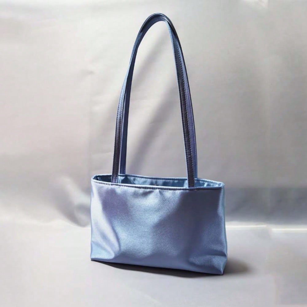 Sac Carré Petit Satiné Bandoulière Portable Sous-Bras Sac Cabas Rétro pour Commuter blue multicolore