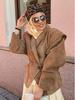 2026 Autumn/Winter Women's Retro Lapel Suede Waist-Tie Jacket
