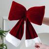 Red Christmas Velvet Bows Vintage Plush Stuffed Christmas Bows Hanging Ornament