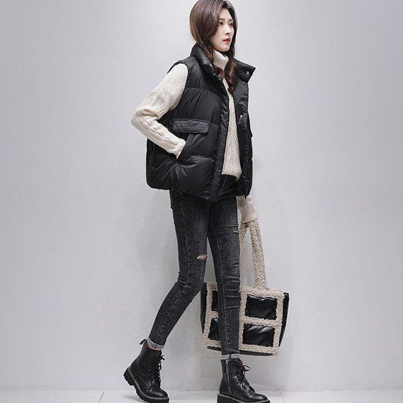 Autumn and winter hooded outer wear down cotton vest vest double zipper short coat women
