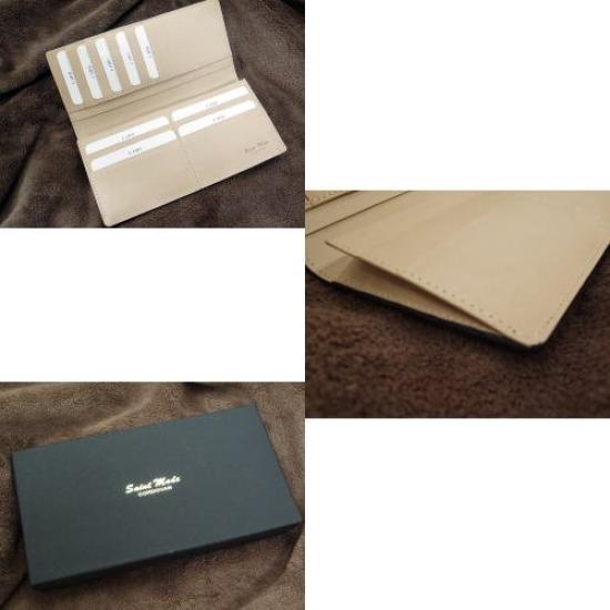 Mode Cordovan Butt x echtes weiß gegerbtes Leder lange Brieftasche Münzbörse [Saint CORDOVAN] (Pferdeleder) (kein Typ) (schwarz)