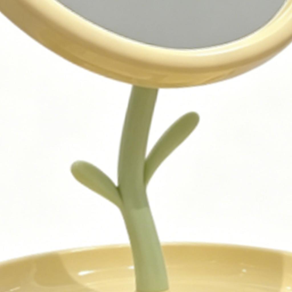 Makeup Mirror Desk Rotating Flower Shaped Clear Imaging Tabletop Vanity Mirror for Office Bedroom Yellow