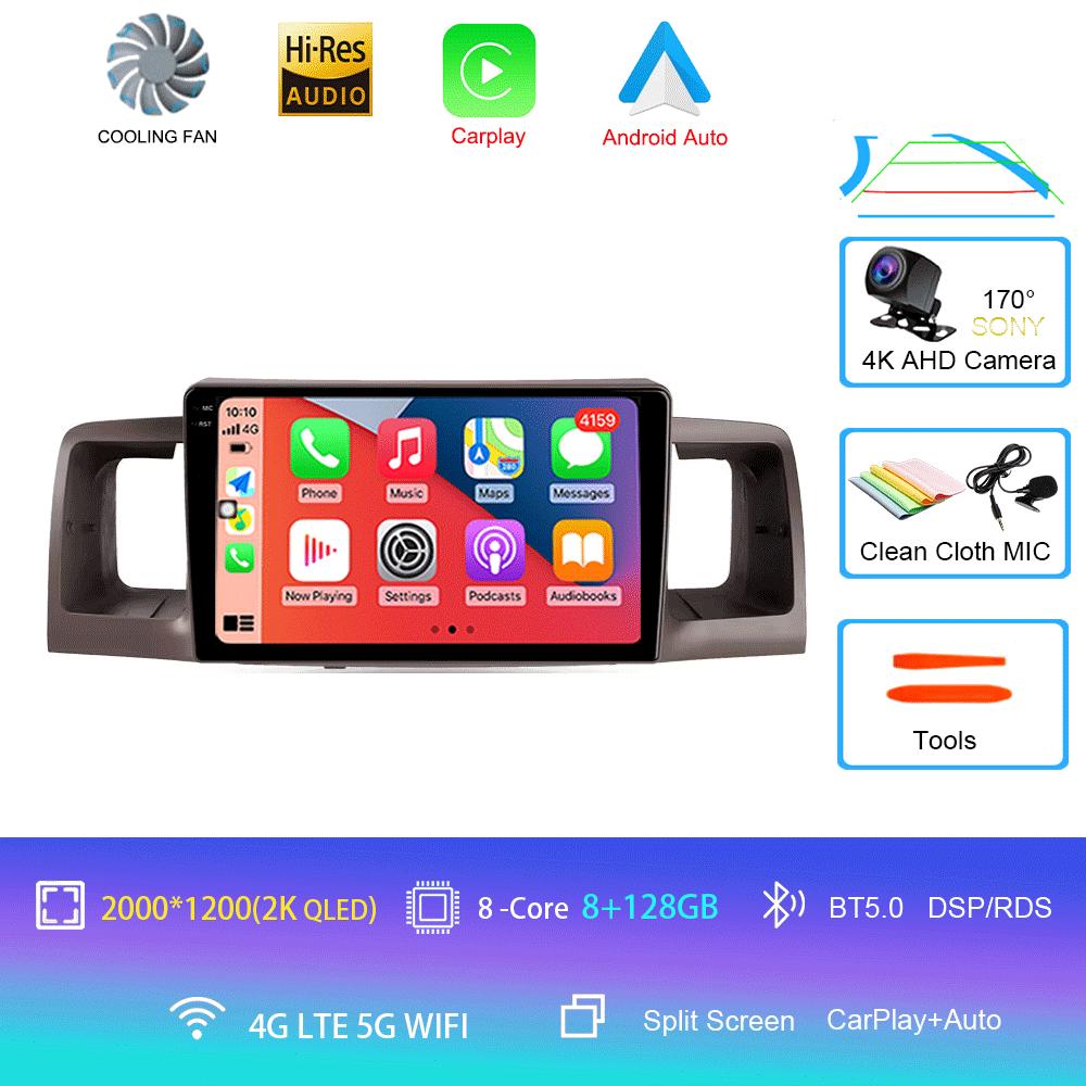 For Toyota Corolla E120 2000 - 2004 Car Radio Android 14 Carplay Multimedia Navigation Video DVD Autoradio Stereo 2din 4G+wifi