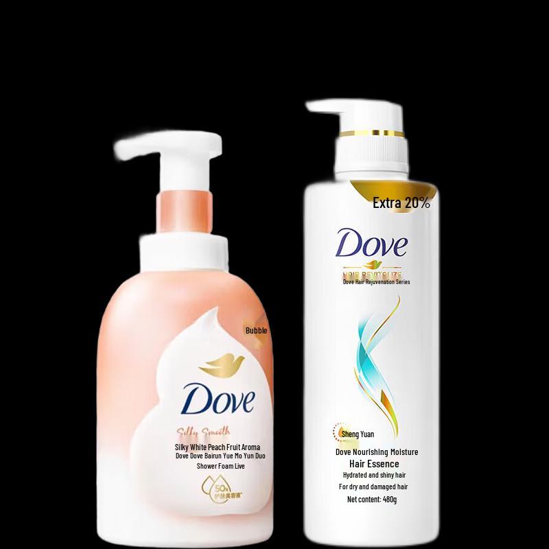 Dove White Peach Shower Mousse & Nourishing Conditioner Set