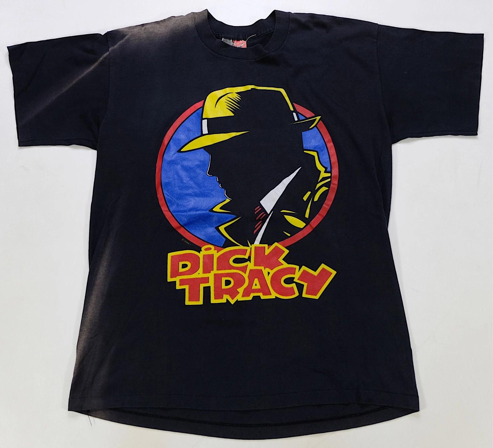 Rare VTG DIVISION 1 Dick Tracy Single Stitch T Shirt 90s Warren Beatty Black XL L