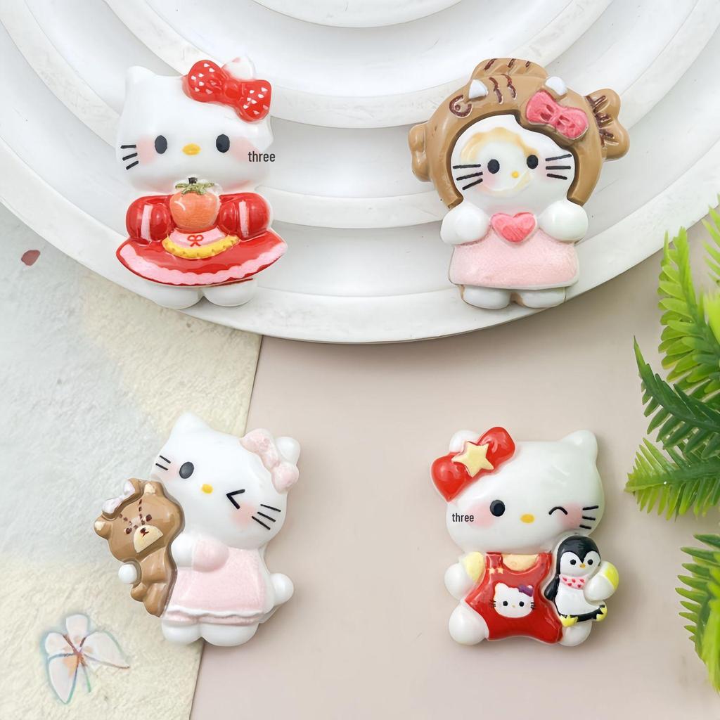 Cartoon Bear & Kitten Resin Accessories: DIY Hair Clip, Phone Case, Magnet, Keychain, Shoe Buckle Ornament