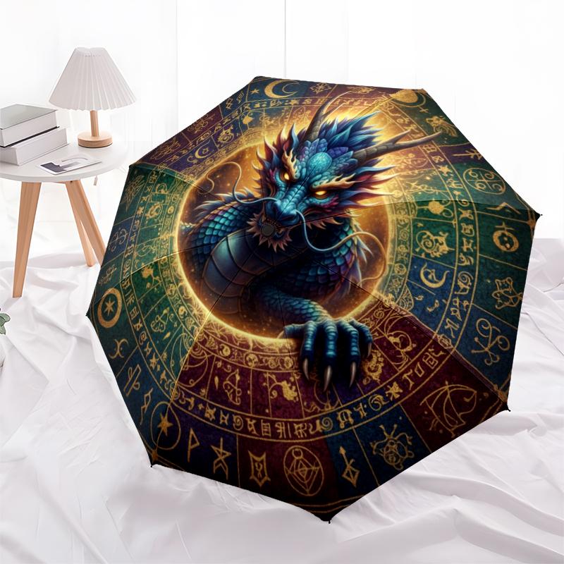 1 ks automatický skládací deštník - kreslený vzor, přenosný a skládací design s 8 žebry, vánoční narozeninové dárky