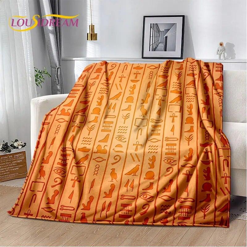 3D Egyptian Mythology Pharaoh Hieroglyphics Soft Plush Blanket,Flannel Blanket Throw Blanket for Living Room Bedroom Sofa Picnic