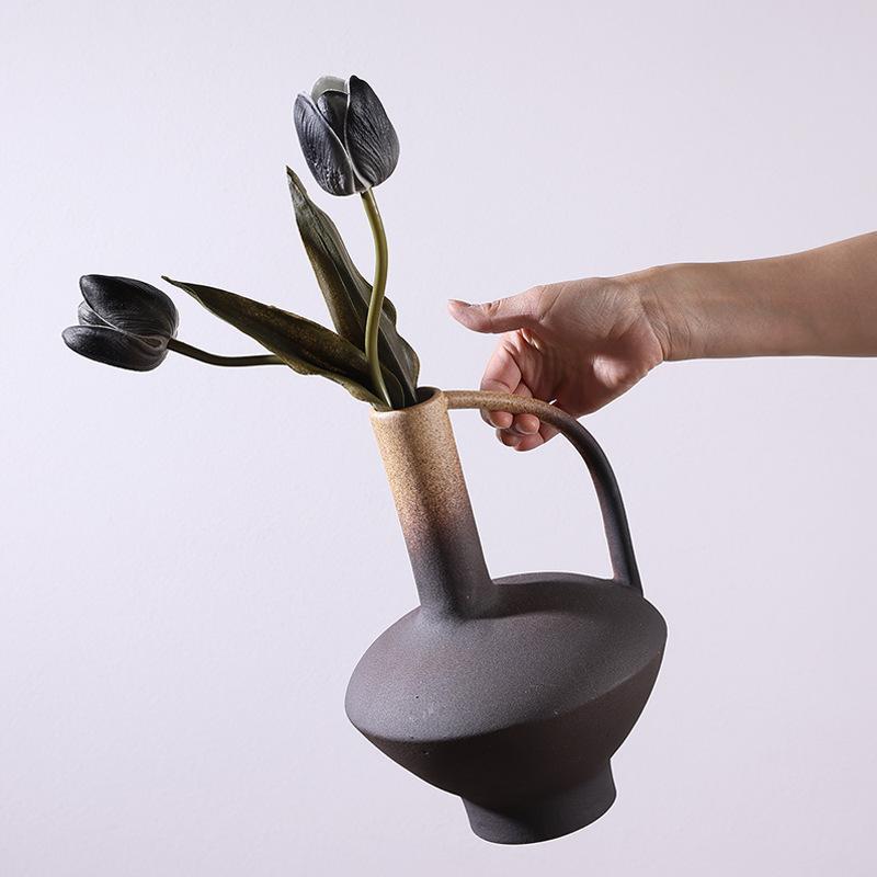 Blumenvase Retro Keramikflasche Ofen-verändert Farbverlauf Porzellangefäße Blumentopf Keramikvase Heimdekorationszubehör