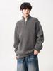 Men's Loose Knit Half-Zip Sweater - Solid Color, Stand-Up Collar, Cozy Autumn/Winter Pullover