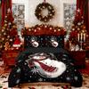 3pcs Merry Christmas Cartoon Snowman Printed Chipless Bedding Set Multi Size Bedroom Bedding Holiday Decoration Machine Washable