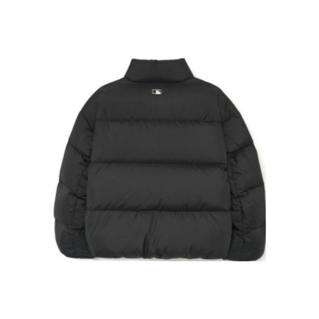 MLB FW23 New York Yankees Solid Logo Label Stand Collar Long Sleeve Warm Down Jacket Short Unisex Jacket Black 3ADJB0336-50BKS