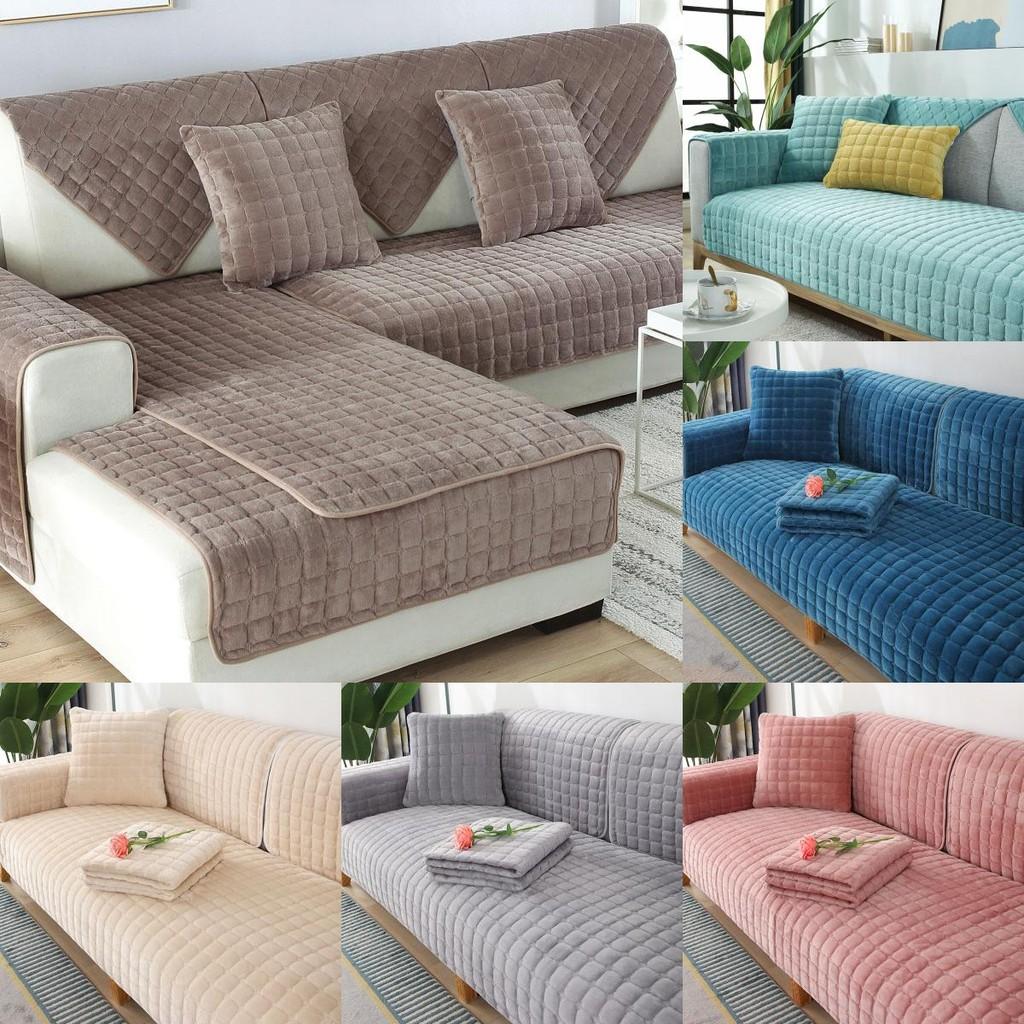 Color Plush Solid Sofa Covers Cushion Universal Slipcover Four Winter Seasons