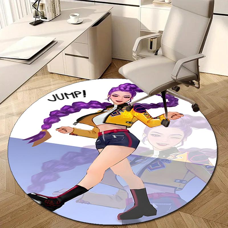 1pc KPop Demon Hunters RUMI2 Design Printed Area Round Carpet for Bedroom Living Room Home Decor Rugs Mat Non Slip Mat Rug for Bedside