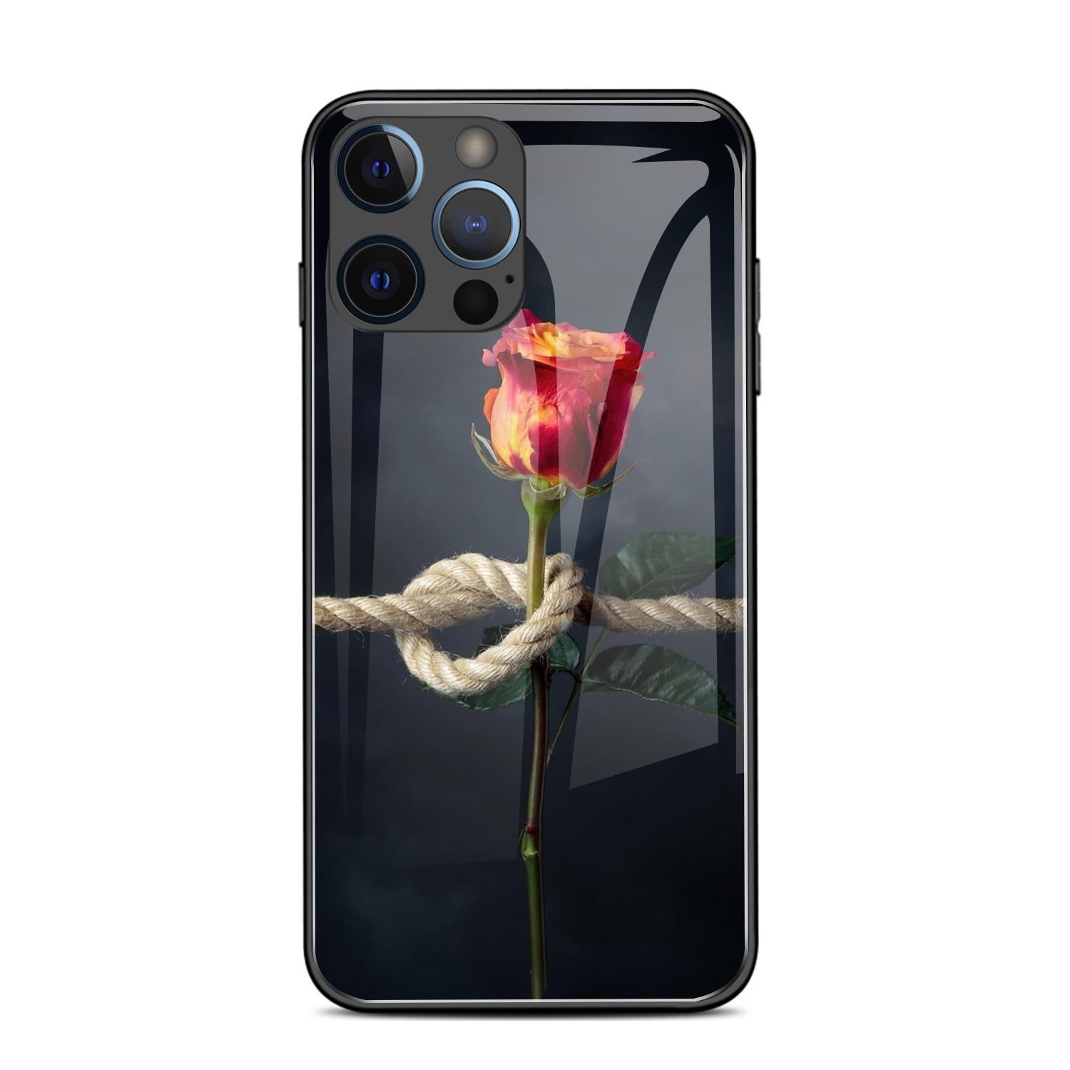 

Совместим с iPhone 14, чехол с цветочным принтом для Iphone 7, 8, 14 Plus SE Xr 11, 12, 13, 14 Pro X Xs Max, мини-чехол для телефона со стеклянной задней панелью iPhone 14 plus&Silicon TPU case