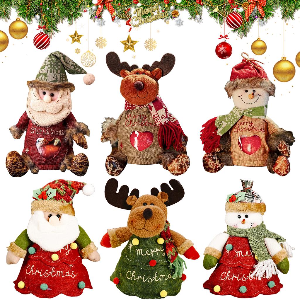 Christmas Santa/Snowman/Elk Gifts Bags Thickened Felt Material,With Zipper Design Reusable Christmas Gift Bags For Apples/Candie