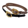 Leather Belt Women With Flowers Shaped Metal Buckle For Daily Casual Use Office