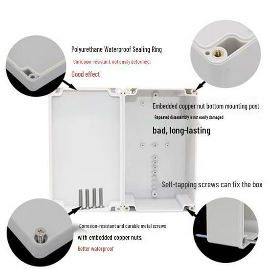 Regenfeste ABS-Außenanschlussdose mit IP67-Wasserdichtigkeit und Laschen zur elektrischen Verteilung