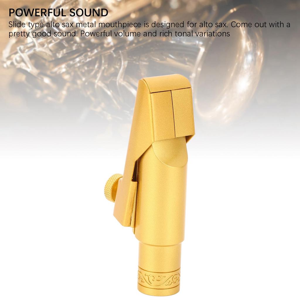 Ongwan Alto Saxophone Mouthpiece, Gold Plated Metal Slide Type, 5C, with Mouthpiece Pad and Cap, Suitable for Professional and Beginner Saxophone Play