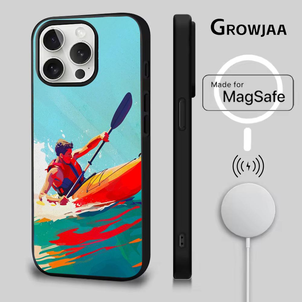 

Kayaking illustration Phone Case For iPhone 16e,16,15,14,13,12,11,Plus,Pro,Max,Mini Magsafe Magnetic Wireless Charging iPhone16promax