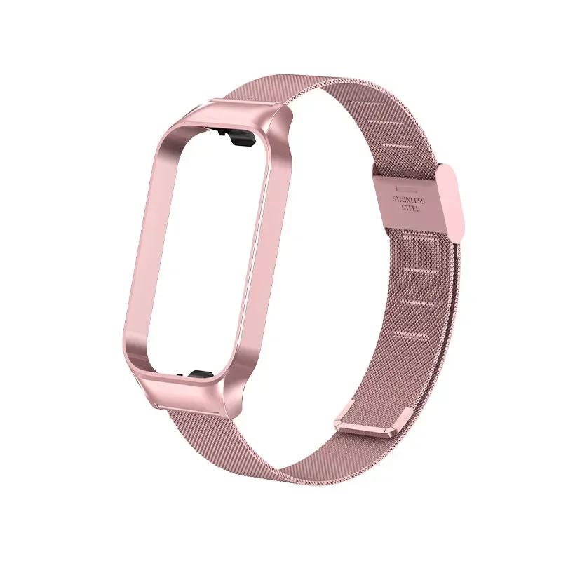 Stainless Steel Strap For Xiaomi Smart Band 8 Active Smart Watch Band Accessories Metal Bracelet Mi Band 8 Active Protector Case