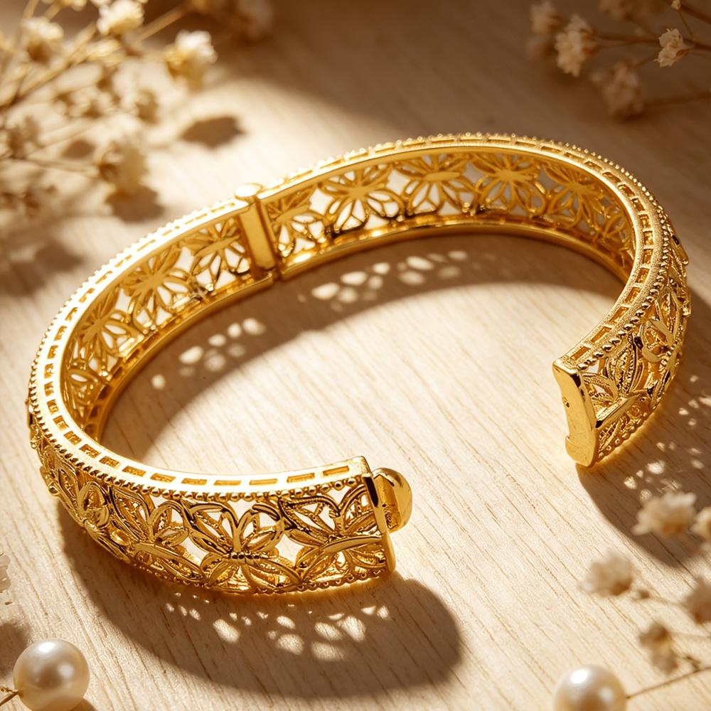 Bohemian Style Bracelet, Gold Plated Zinc Alloy, Butterfly Leaf Pattern