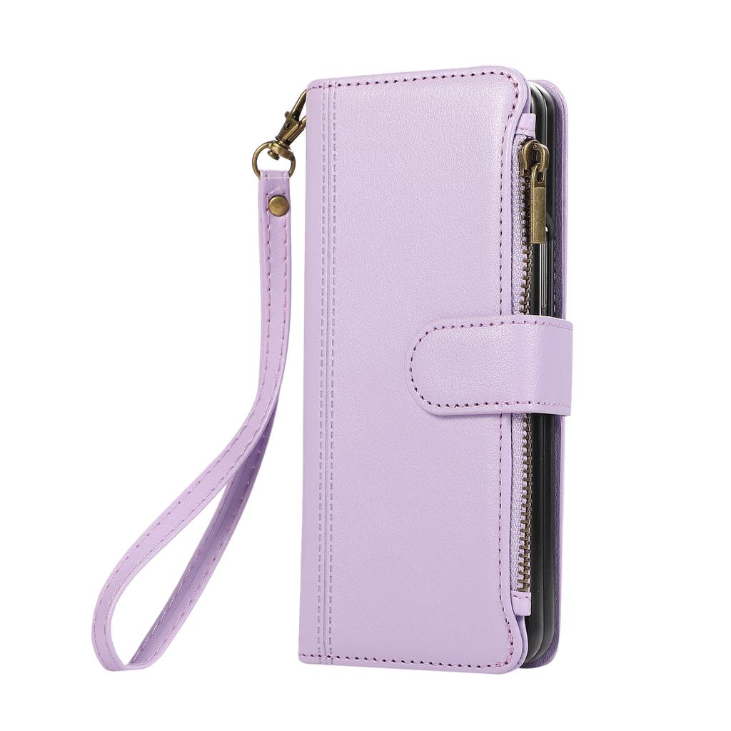 Suitable for Samsung Z Fold7 mobile phone leather case Z Fold4 multi-function zipper wallet card diagonal span portable rope