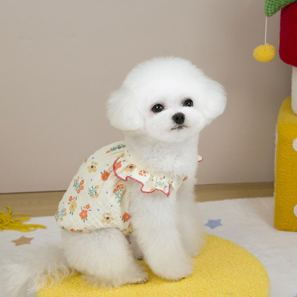 Dog Clothes Summer Pet Puppy Bichon Maltese Lace Flying Sleeve Princess Skirt 25 Cotton Yarn Flying Sleeve Skirt