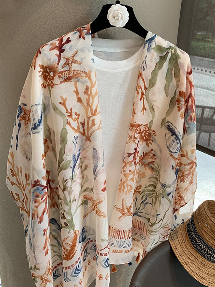 Elegant Women Silk Scarf Wrap Shawl Print Lady Sunscreen Bandanas Hijab Mujer Scarve Pareo Headscarf Boho Travel Korean Fashion