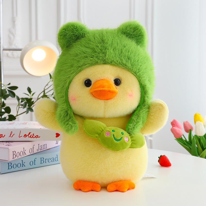 24-50cm PP-Baumwolle Ausflug Ente Plüschtiere Weiches Flauschiges Grüner Hut Ornament Stofftier Puppe Kinder Beruhigungspuppe Plüschkissen Geschenk
