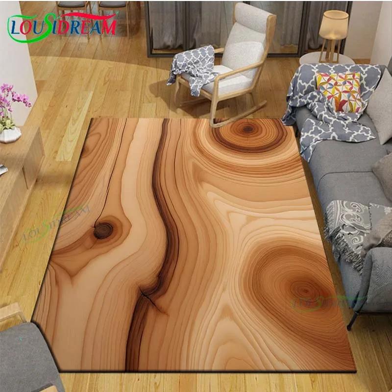 Classical Wood Grain Decor Carpet for Outdoor Balcony Garden Coffee Table Bedroom Area Rugs Kitchen Un-slip Floor Mat Alfombra