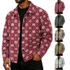 Men's Corduroy Collared Jacket Loose Fit Long Sleeve Casual Top with Christmas Print for Fall and Winter