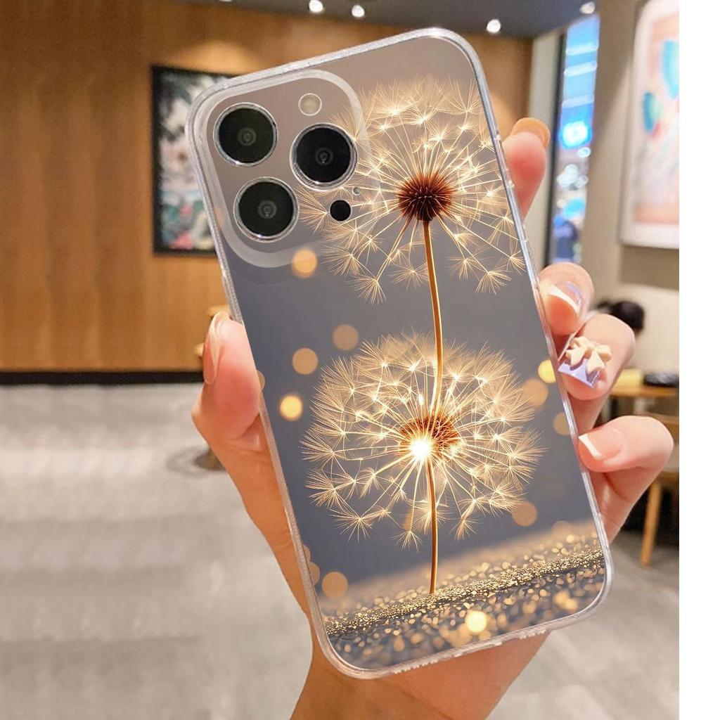 Dandelion Anti-Drop Transparent Case for iPhone 14/15/16/17 Pro Max Series