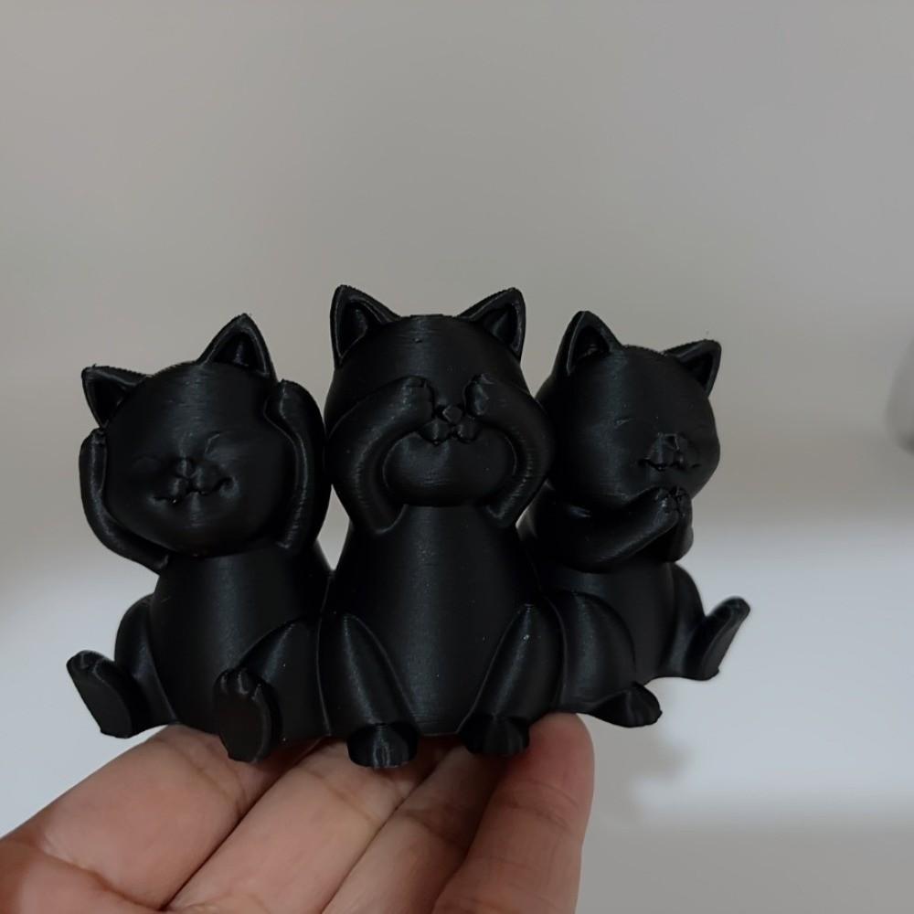 3D Printed Desktop Cat Decorations Creative Cat Ornament Simple Three Cat Statues  Gift