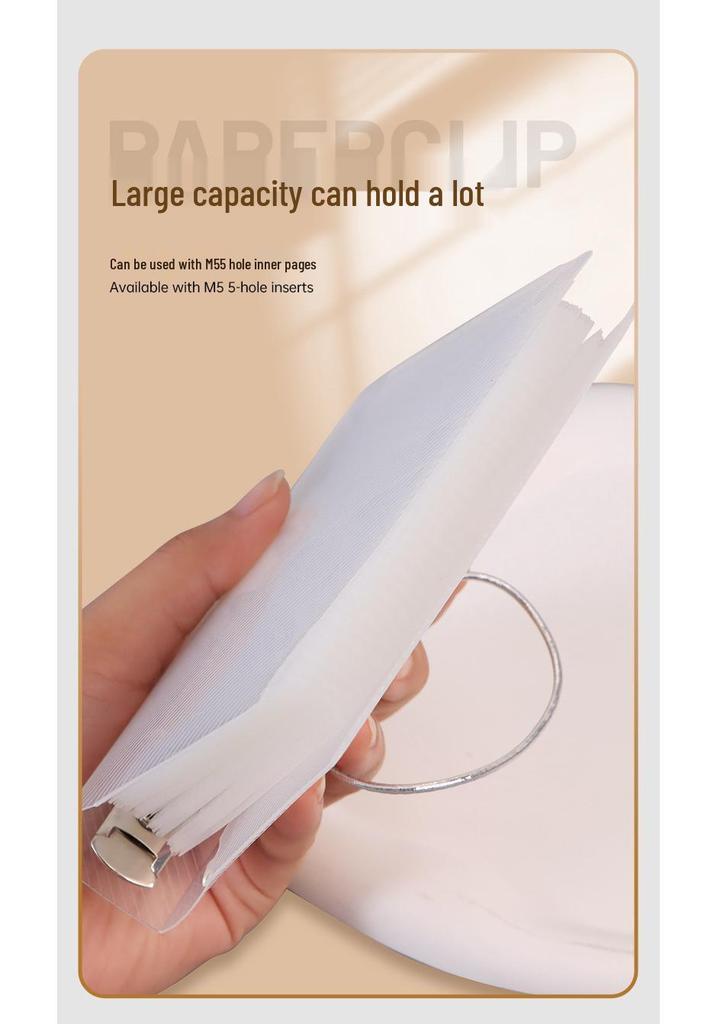 M5 Transparent Twill Loose-Leaf Binder Diary with Removable Five-Hole Strap