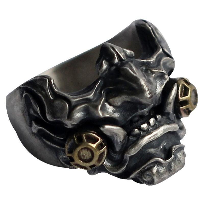 Adjustable Cyberpunk Samurai Mask Ring Men Women Retro Steampunk Fashion Jewelry Accessory