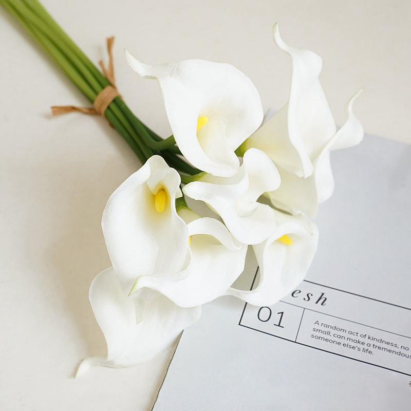 5Pcs PU Calla Lily Simulation Flowers for Home Decor Floral Arte Set Garden Wedding Decoration Bouquet DIY Vase Ornament