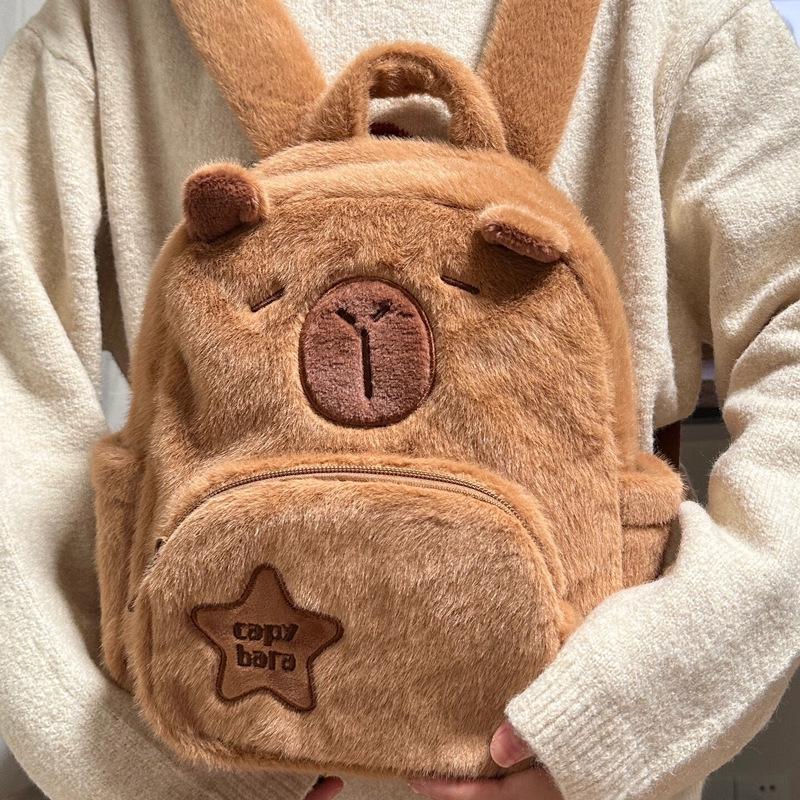 Versatile Capybara Plush Backpack: Cute, Casual, Wear-Resistant Cartoon Doll Design
